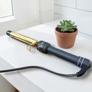 Hot Tools Professional Gold 1 Inch Curling Iron Wand HTG1860 430F Black Gold